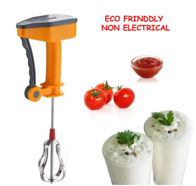 POWER FREE MANUAL HAND BLENDER WITH STAINLESS STEEL BLADES, MILK LASSI MAKER, EGG BEATER MIXER RAWAI
