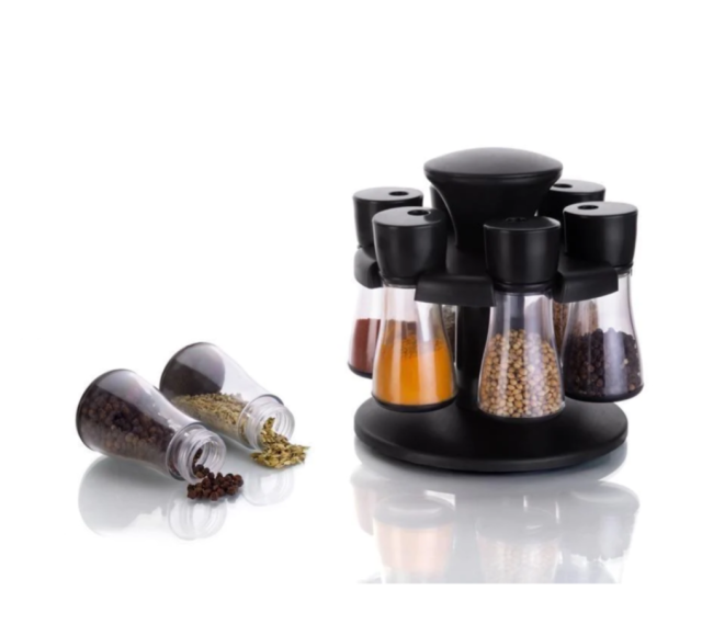 REVOLVING PLASTIC SPICE RACK MASALA ORGANISER (8 PCS)