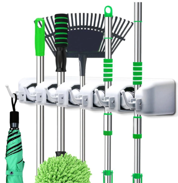 5-LAYER MULTIPURPOSE WALL MOUNTED ORGANIZER MOP AND BROOM HOLDER