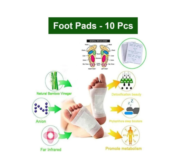 KINOKI CLEANSING DETOX FOOT PADS, GINGER & SALT FOOT PATCH -10PCS (FREE SIZE, WHITE)