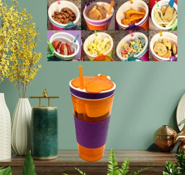 2 IN 1 SNACK & DRINK SNACKEEZ TRAVEL CUP IN ONE CONTAINER (1PC)
