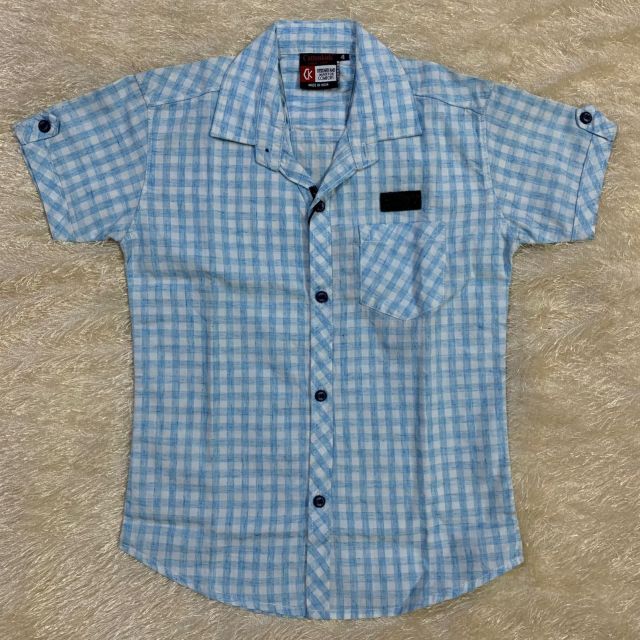 Sky Blue Tartan Checked Cotton Casual Shirt