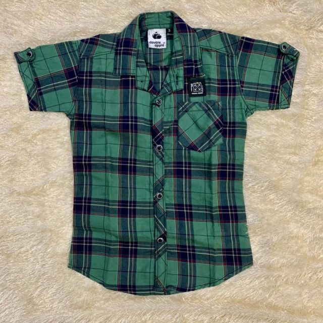 Green & Navy Blue Tartan Checked