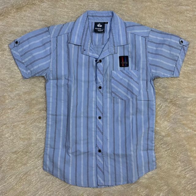 Solid Sky Blue with Black & White Stripes