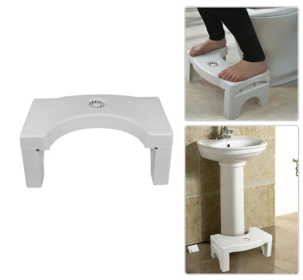 PLASTIC NON-SLIP FOLDING TOILET SQUAT STOOL - WHITE COLOR