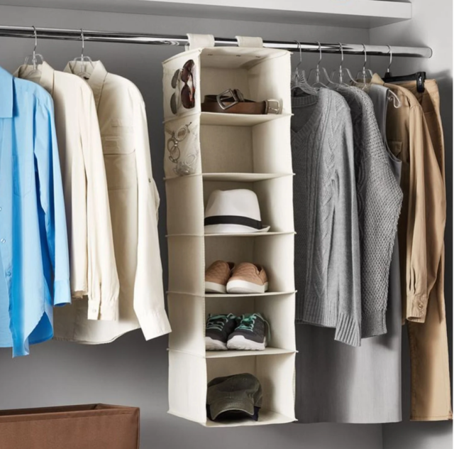 6 Shelf Hanging Closet Organizer, Space Saver, Sweater & Clothing Shelves