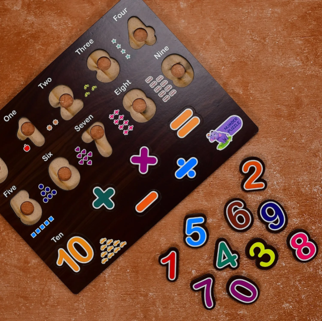 WOODEN COUNTING NUMBER MONTESSORI EDUCATIONAL PRE-SCHOOL PUZZLE TOY FOR KIDS
