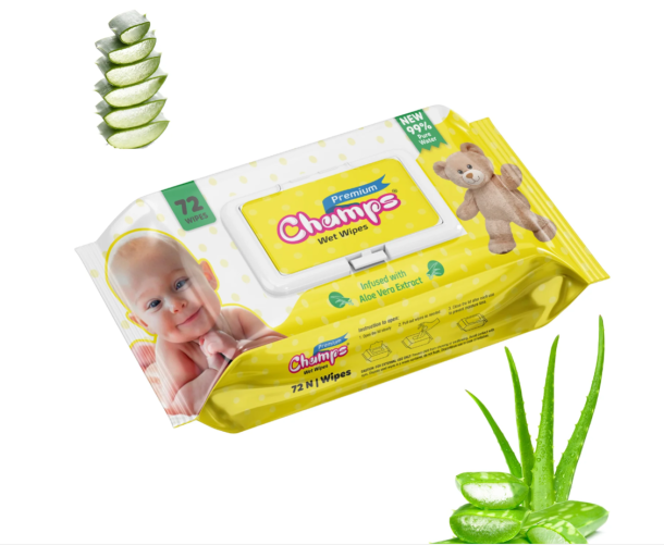 CHAMPS PREMIUM WET WIPES INFUSED WITH ALOE VERA EXTRACT WET WIPES (72 N WIPES )