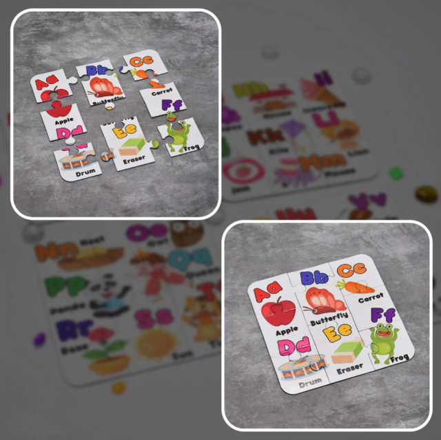 LEARNING ABCD JIGASAW TOY PUZZLE FOR CHILDREN (4 PUZZLES PACK)