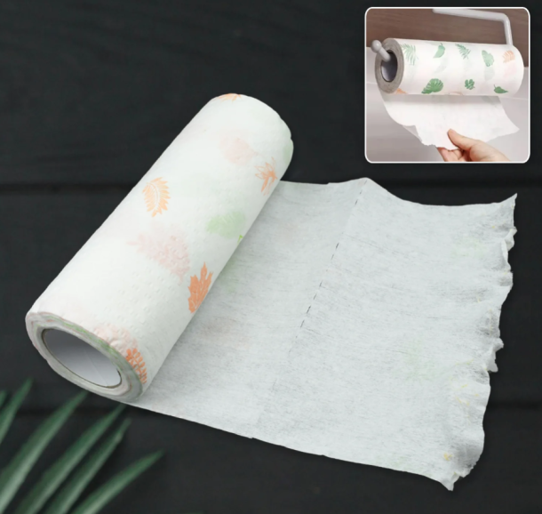 Non Woven Reusable and Washable Kitchen Printed Tissue Roll Non-stick Oil Absorbing Paper Roll Kitchen Special Paper Towel Wipe Paper Dish Cloth Cleaning Cloth 40 sheets / Pulls