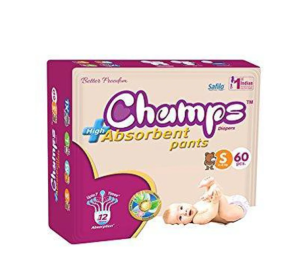 PREMIUM CHAMPS HIGH ABSORBENT PANT STYLE DIAPER SMALL SIZE, 60 PIECES (951_SMALL_60)